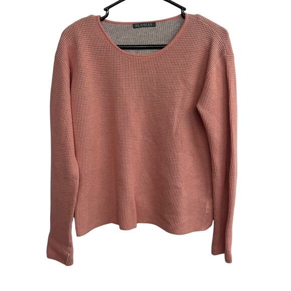 Coastal Minimalist Waffle Knit Sweater Alashan Blush Pink Size S - Picture 1 of 6